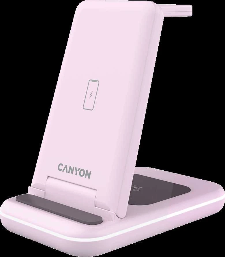 CANYON belaidis įkroviklis WS-304 15W 3in1 Iced Rožinė