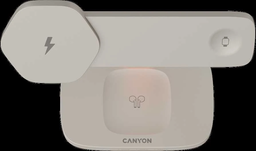 CANYON belaidžio įkrovimo stotis Hexagon 310 3in1 LightGrey/Oranžinis