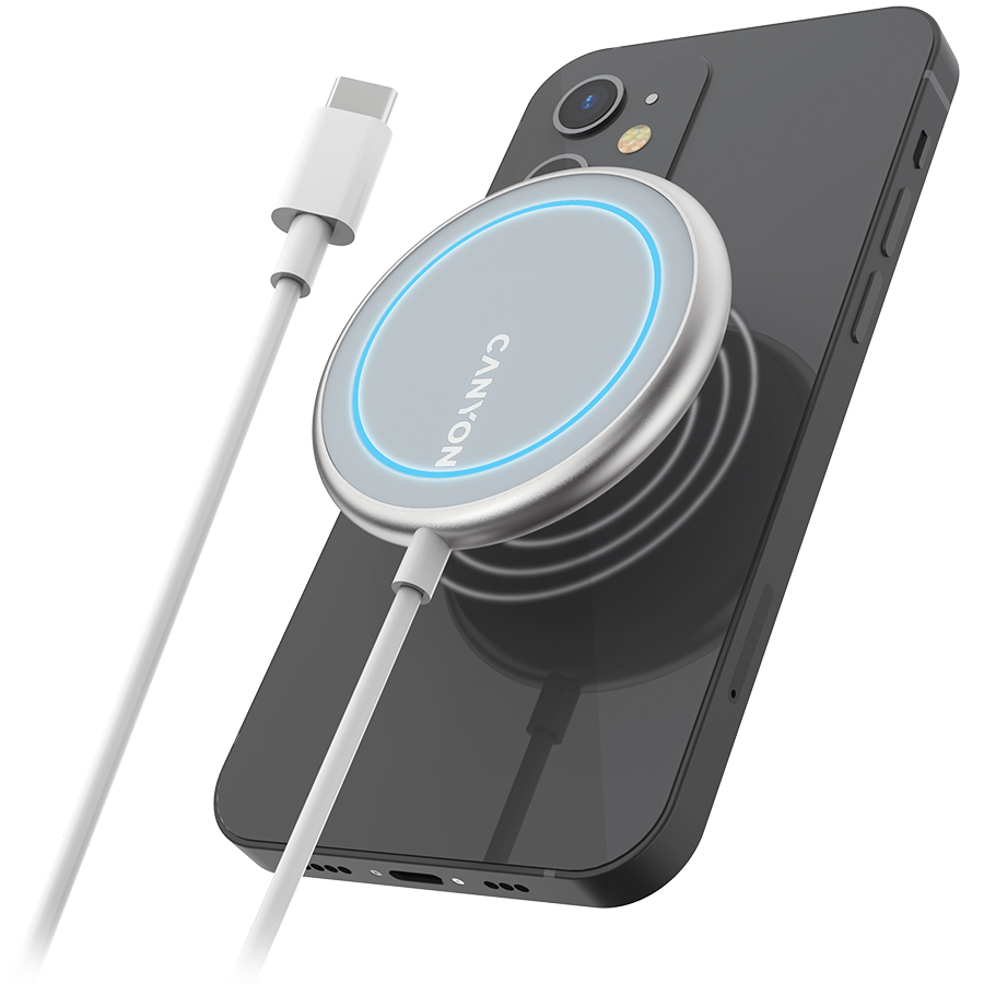 CANYON belaidis įkroviklis WS-100 15W magnetinis sidabras