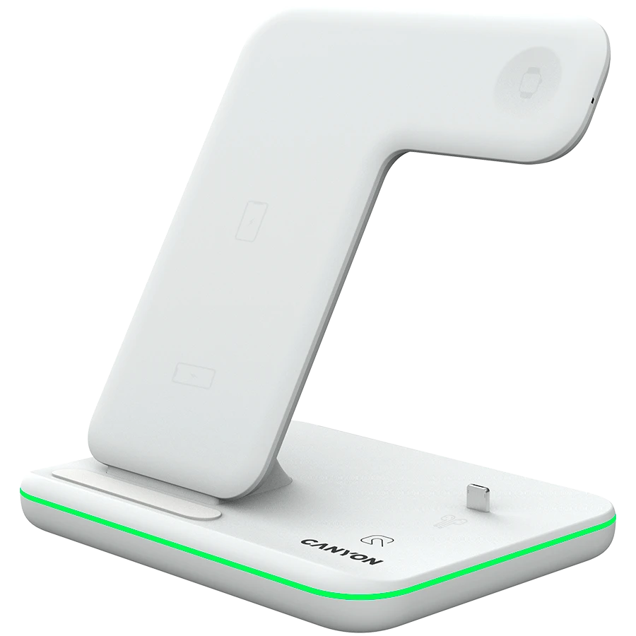 Universalus Belaidis įkroviklis Canyon 3in1 Wireless Charger WS-302, tinka vienu metu įkrauti Apple Watch, iPhone ir Airpods
