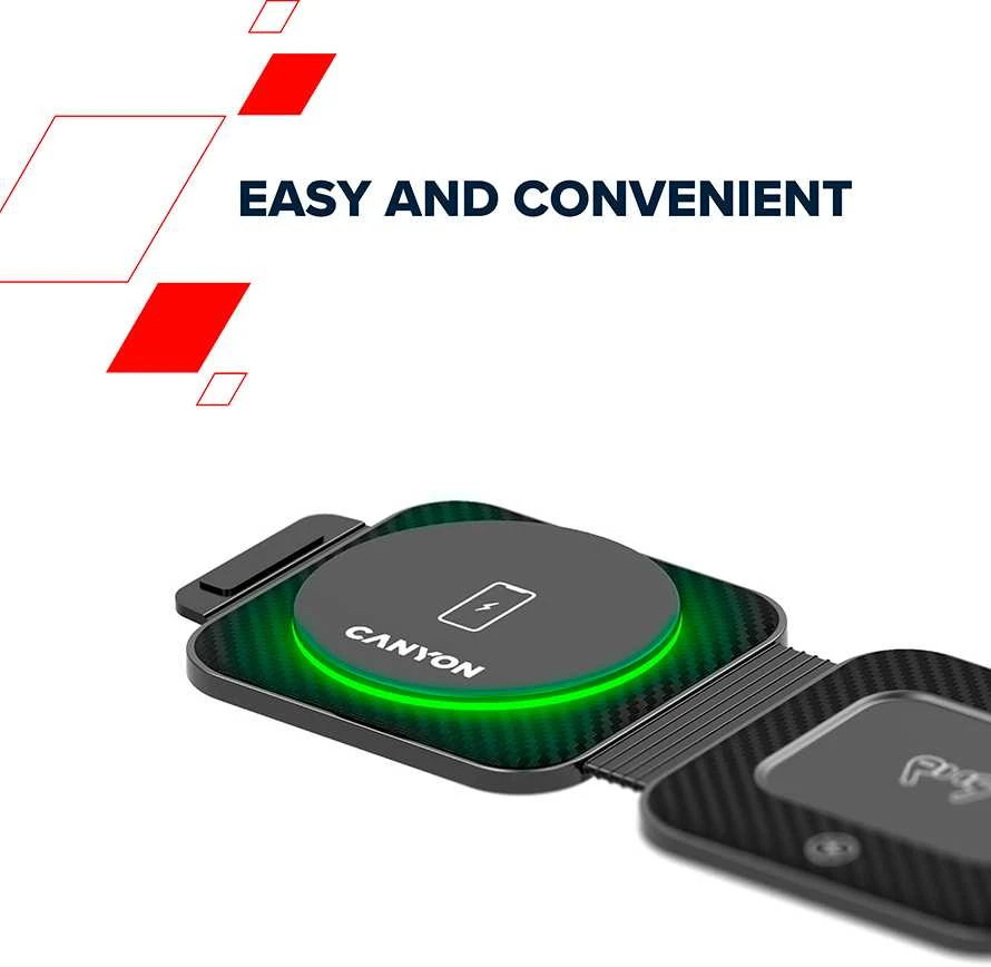 CANYON belaidis įkroviklis WS-305 15W 3in1 Sulankstomas juodas
