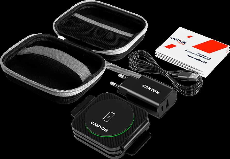 CANYON belaidis įkroviklis WS-305 15W 3in1 Sulankstomas juodas
