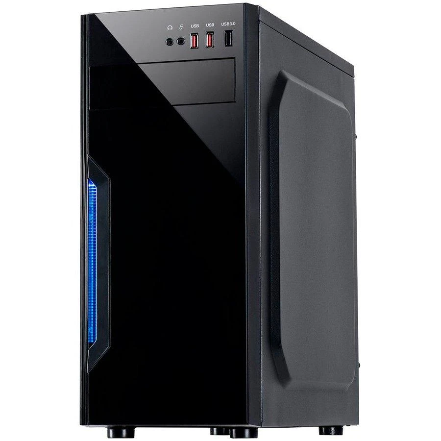 Chassis INTER-TECH B-42 Juodas Midi Tower, ATX, 2xUSB2.0, Mėlyna LED strip, PSU optional