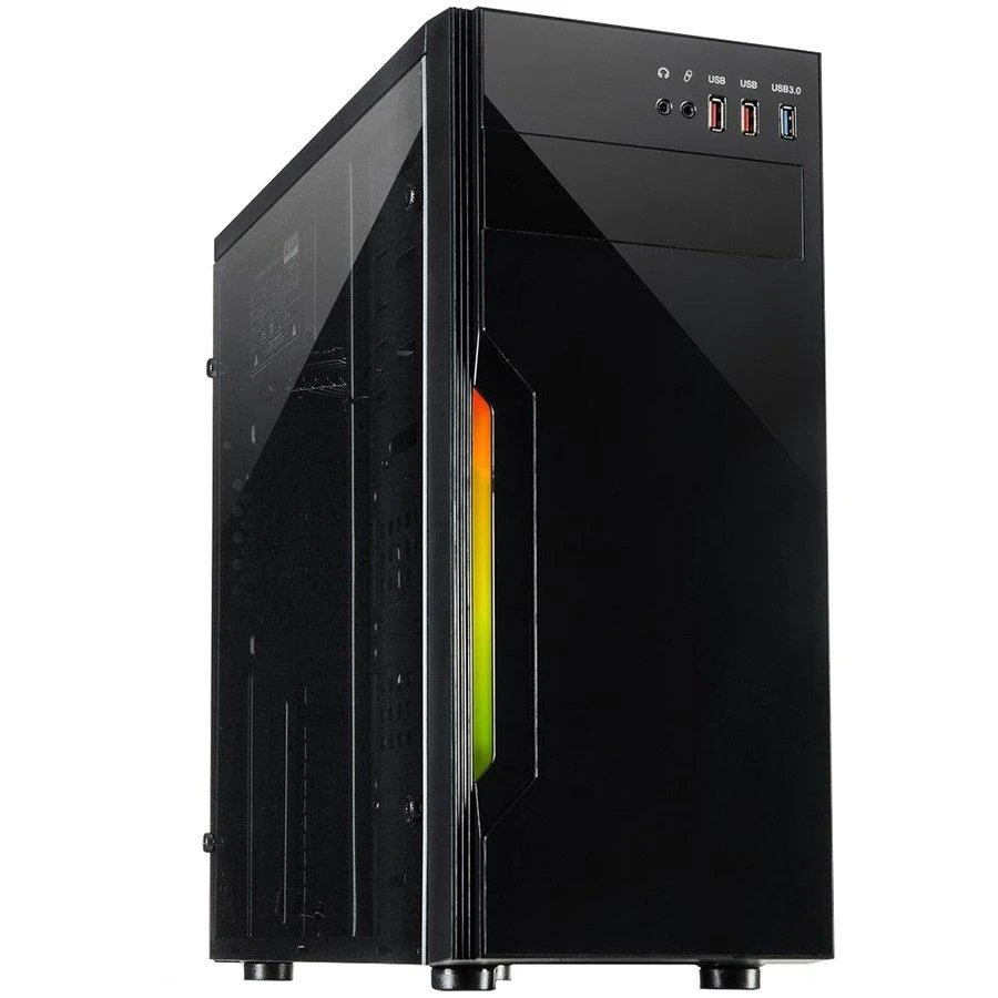 Chassis INTER-TECH B-42 Juodas Midi Tower, ATX, 2xUSB2.0, Mėlyna LED strip, PSU optional