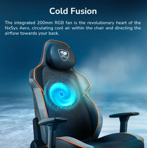 Cougar žaidimų kėdė NxSys Aero, Juoda / oranžinė spalva