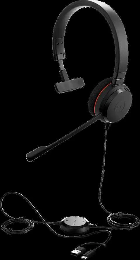 Ausinės Jabra Evolve 20 USB-A amp C MS Mono