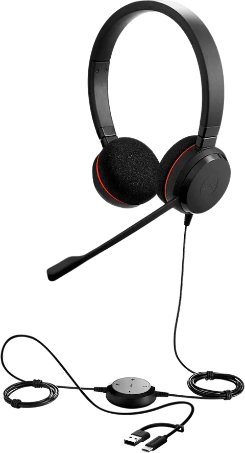 Jabra Evolve 20 Ausinės su laidu su lankeliu ant galvos Office/Call center USB Type-C / USB Type-A Juodas
