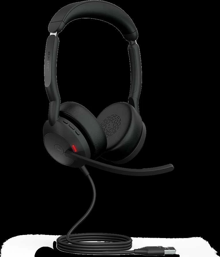 JABRA Evolve2 50 MS Stereo Ausinės on-ear Bluetooth su laidu aktyvus triukšmo slopinimas USB-A juodas Zoom Certified Certified skirta MS Te
