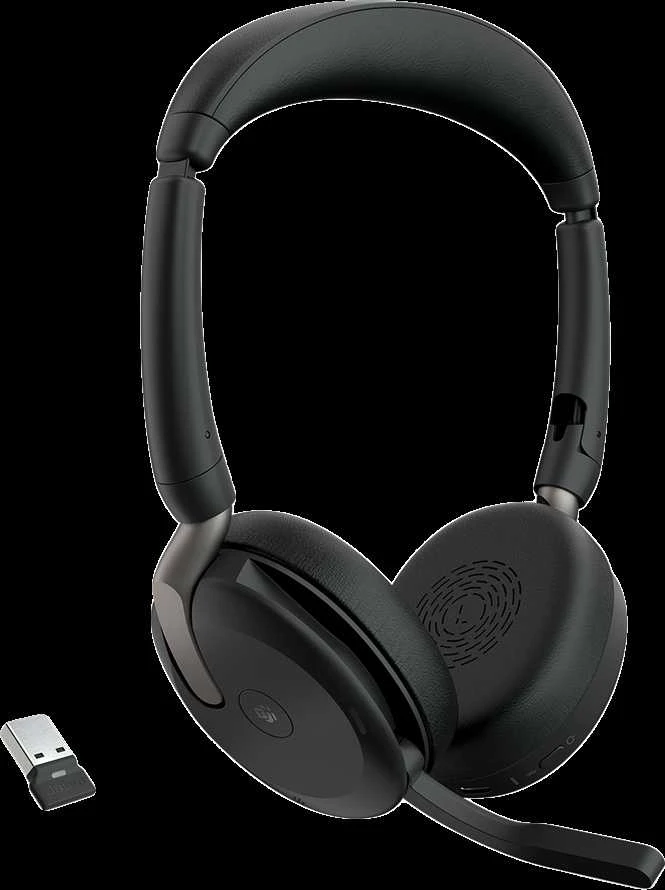 JABRA Evolve2 65 Flex MS Stereo Ausinės on-ear Bluetooth belaidės aktyvus triukšmo slopinimas USB-A juodas Certified skirta Microsoft Te