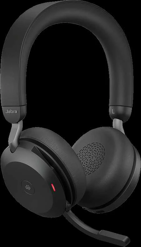 JABRA Evolve2 75 Ausinės on-ear Bluetooth belaidės aktyvus triukšmo slopinimas USB-A noise isolating juodas su charging stand MS Te