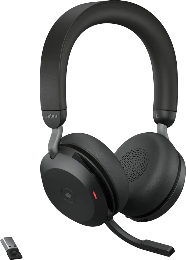 Beilaidės ausinės Jabra Evolve2 75, USB-A, Bluetooth, MS-Teams | spalva: juoda