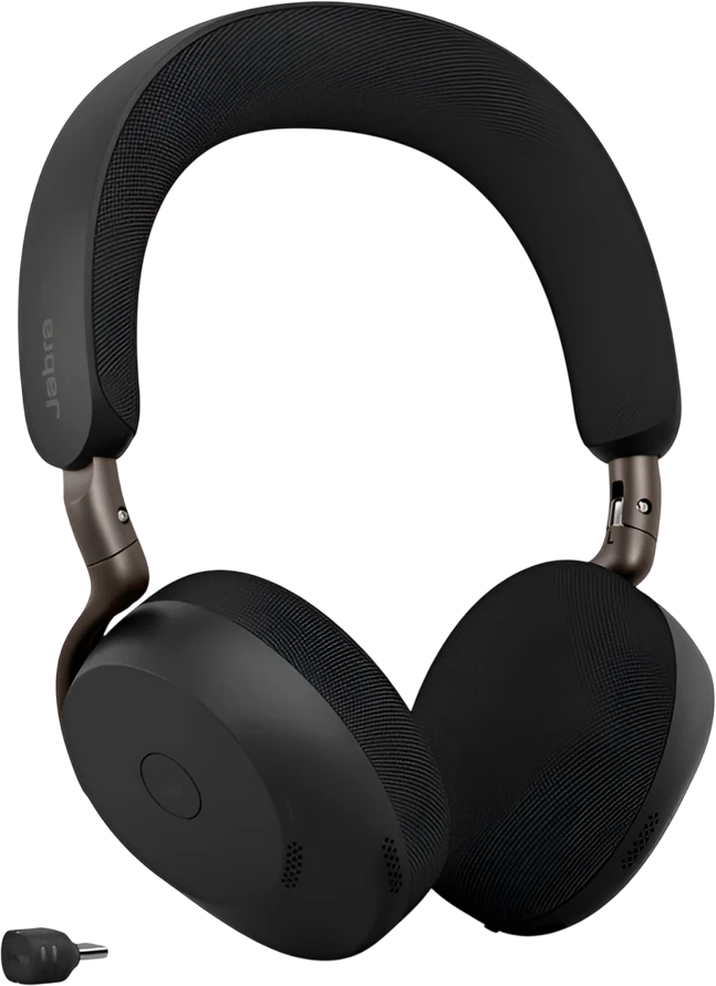 Jabra Evolve2 75 juodos ausinės su USB adapteriu