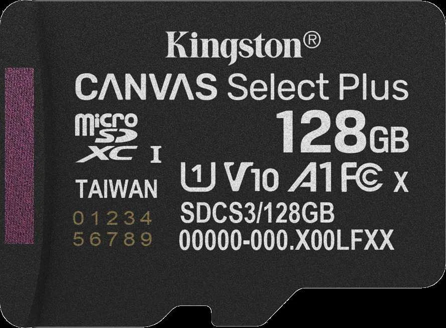 „Kingston Technology“ 128 GB „micSDXC Canvas Select Plus Gen3 150R A1“ atminties kortelės pakuotė be ADP