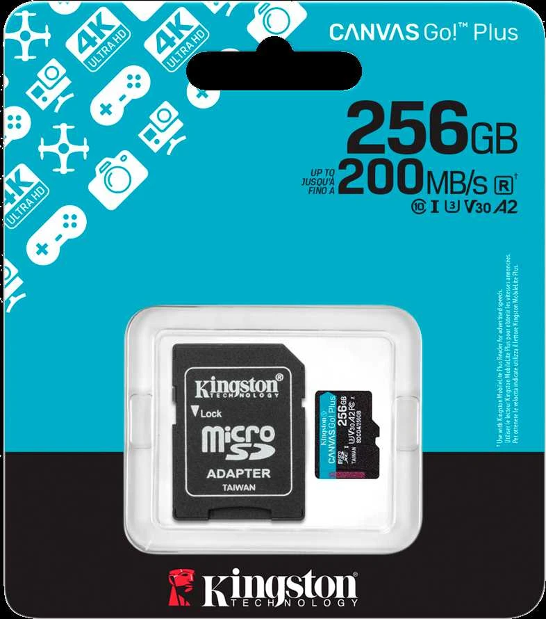 Atminties kortelė KINGSTON Canvas Go! Plus 256 GB Micro SDXC, su adapteriu