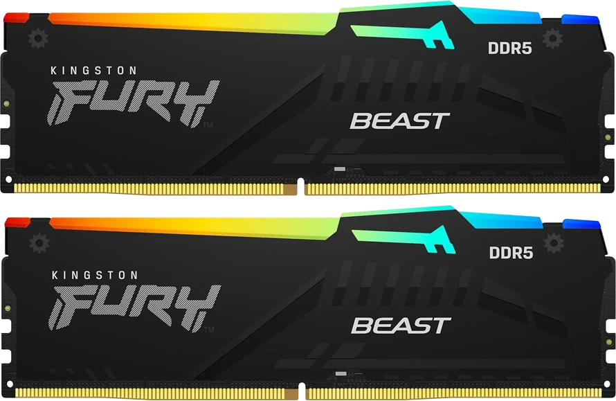 RAM Kingston KF568C34BBEAK2-32 32GB 6800MT/s DDR5 CL34 DIMM (Kit of 2) FURY Beast Juodas RGB EXPO | Kingstonas