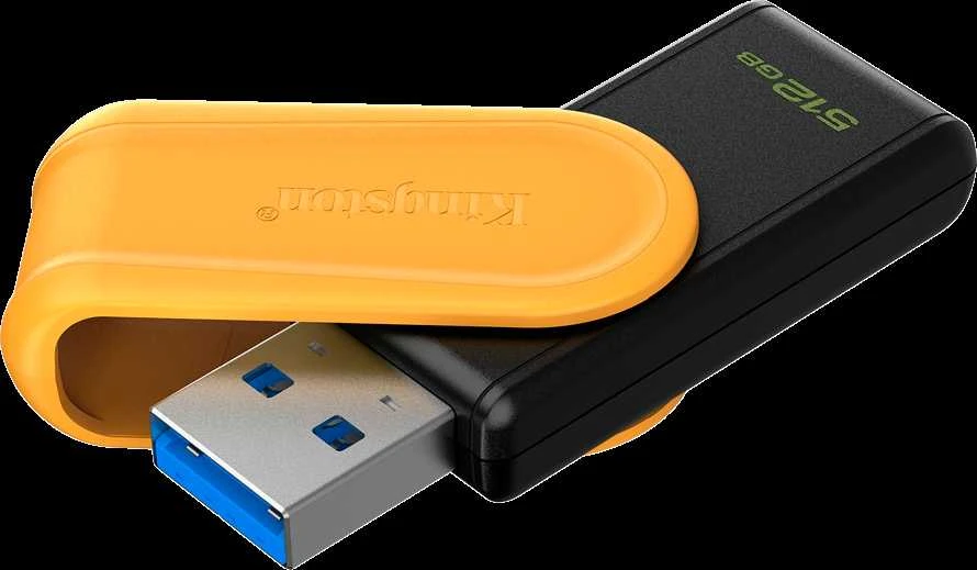 Kingston 512GB atmintinė atidarytu geltonu dangteliu