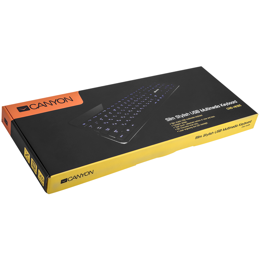 CANYON klaviatūra HKB-5 EN/RU LED Multimedia Slim, juoda