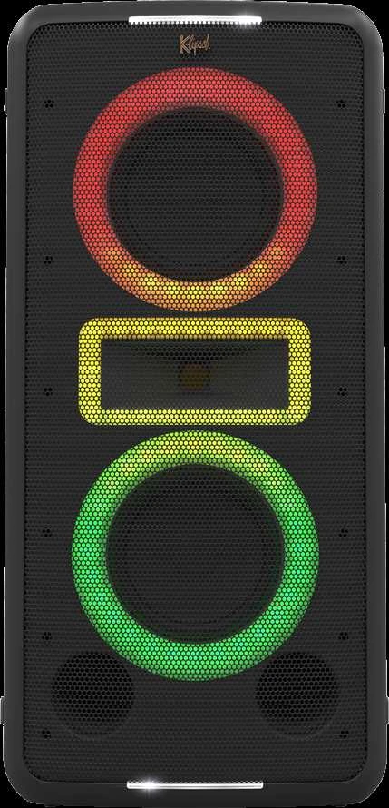 Klipsch kolonelė su RGB šviesų efektais