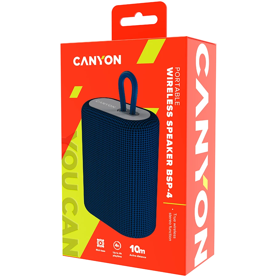 Nešiojama kolonėlė Canyon BSP-4, Mėlynos spalvos