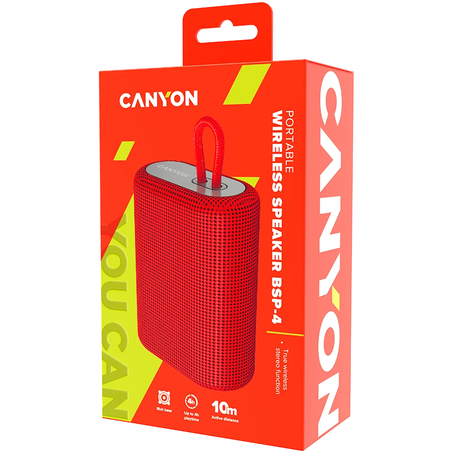 Nešiojama kolonėlė Canyon BSP-4, Raudonos spalvos
