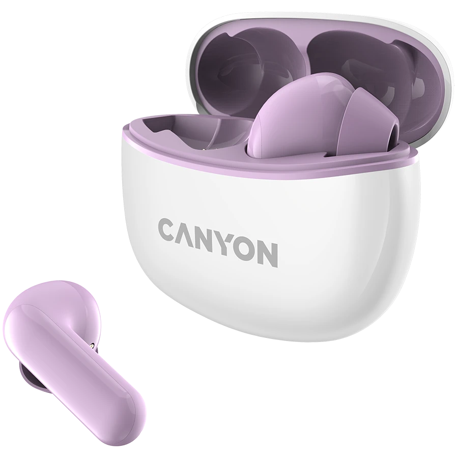 Canyon TWS-5 violetinės belaidės ausinės su įkrovimo dėklu