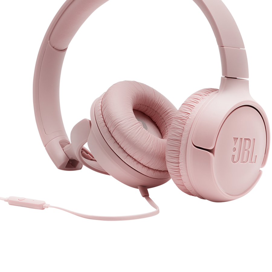 Lengvos ir patogios Ausinės JBL Tune 500 Pure Bass sound su mikrofonu rožinės