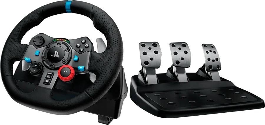 Logitech G29 SE Driving Force žaidimų vairas su pedalais, su „Force Feedback“ technologija + Logitech G Driving Force pavarų perjungimo svirtis, skirta PS5, PS4 ir PC (991-000557)