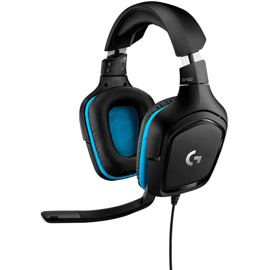 Logitech G432 7.1 Surround Sound ausinės su laidu žaidimams, Juodos