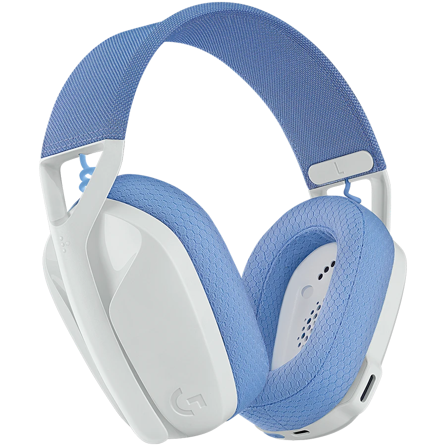 Žaidimų ausinės Logitech G435 Lightspeed, baltos/alyvų spalvos
