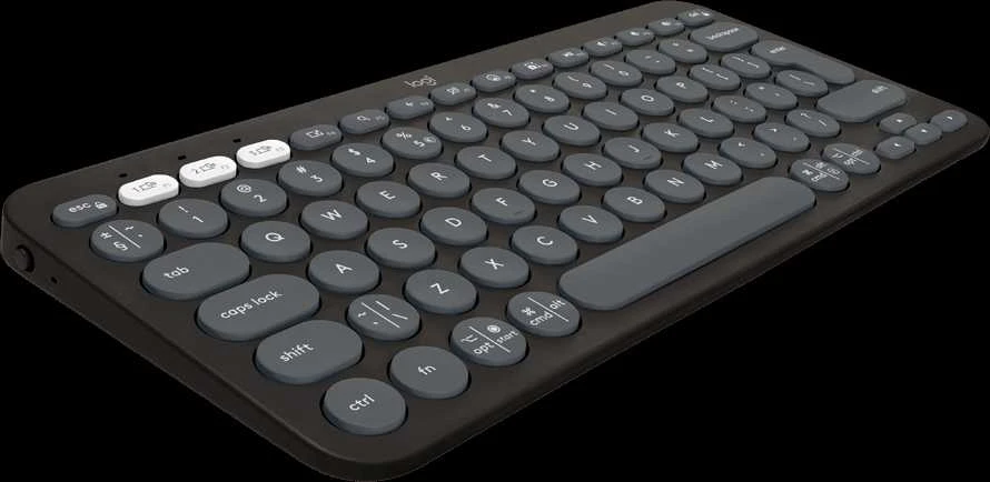 Belaidė klaviatūra Logitech PEBBLE KEYS 2 K380S, Grafito spalvos, Išdėstymas: Šiaurės šalių (Qwerty)