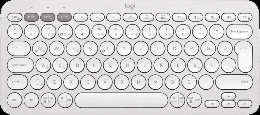 Belaidė klaviatūra Logitech PEBBLE KEYS 2 K380S, Baltos spalvos, Išdėstymas: US tarptautinis (Qwerty)