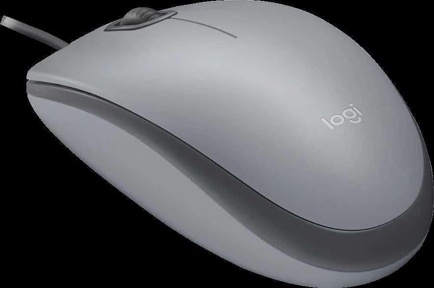 Tyli pelė su laidu Logitech M110, Pilka
