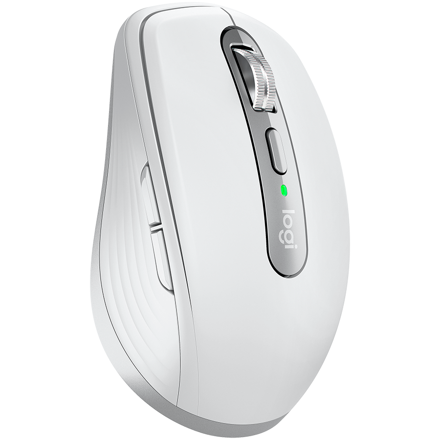 Belaidė pelė Logitech MX Anywhere 3S - RF belaidė + Bluetooth, lazerinis, 8000 DPI, Pale Pilkas (Baltas)