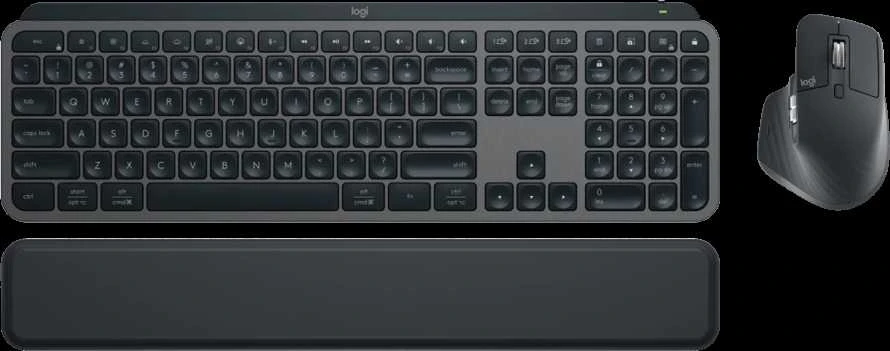 Belaidė klaviatūra ir pelė + Atrama riešui Logitech MX Keys S Combo, Graphite