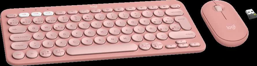 Klaviatūra ir pelė Logitech Pebble 2 Combo for Mac, rožinės spalvos