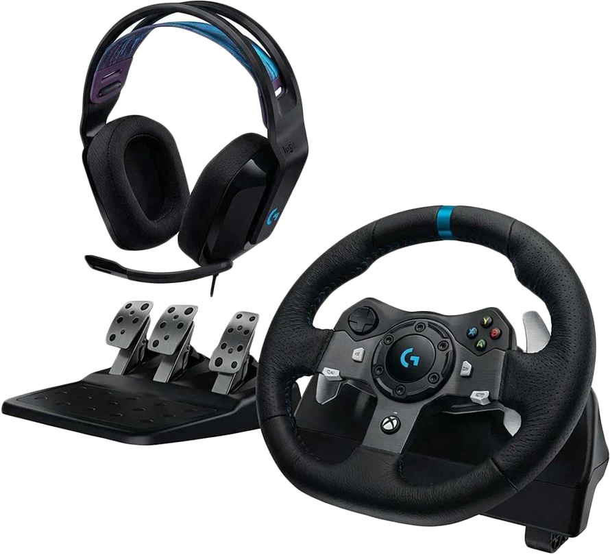 VAIRAS ŽAIDIMŲ LOGITECH G920+AUSINĖS G335 JUODOS