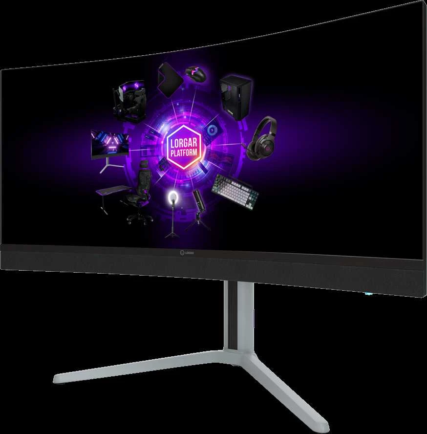 LORGAR 34MP1, UWQHD MiniLED Gaming Monitorius Pro, 34'' (3440*1440) VA curved monitorius, juodas/milky pilkas