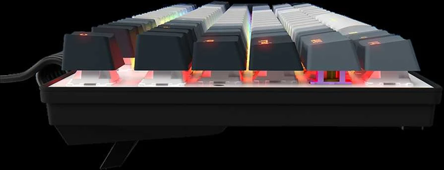 LORGAR Azar 514, Laidinė mechaninė žaidimų klaviatūra, RGB apšvietimas, 1680000 spalvų variacijų, 18 režimų, mygtukų skaičius: 104, 50M paspaudimų, linijiniai sapnų jungikliai, spyruoklinis kabelis iki 3,4m, ABS plastikas+metalas, magnetinis dangtelis, 450*136*39mm, išdėstymas baltas 1.17mm
