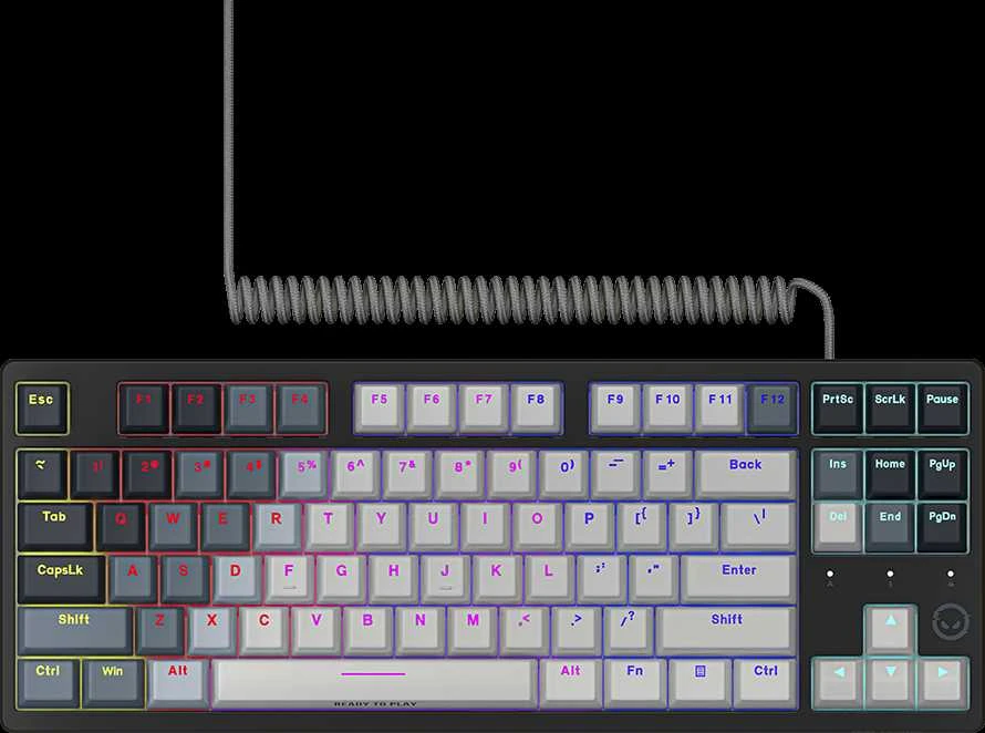 LORGAR Azar 514TKL, su laidu RGB mechaninė klaviatūra žaidimams, baltas, EN išdėstymas