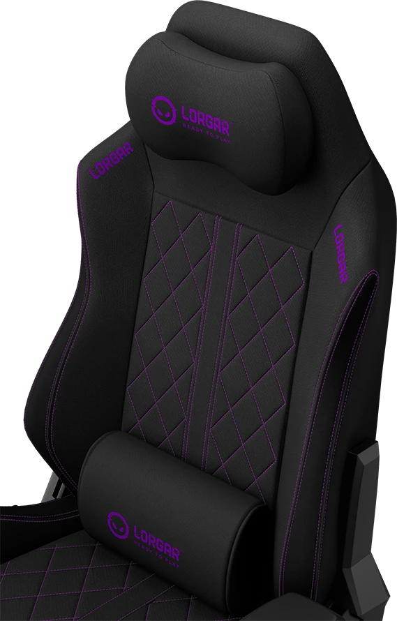 LORGAR CHA41, Ergonomic Gaming Chair Advanced, premium anti-stain fabric, Juodas/violetinė
