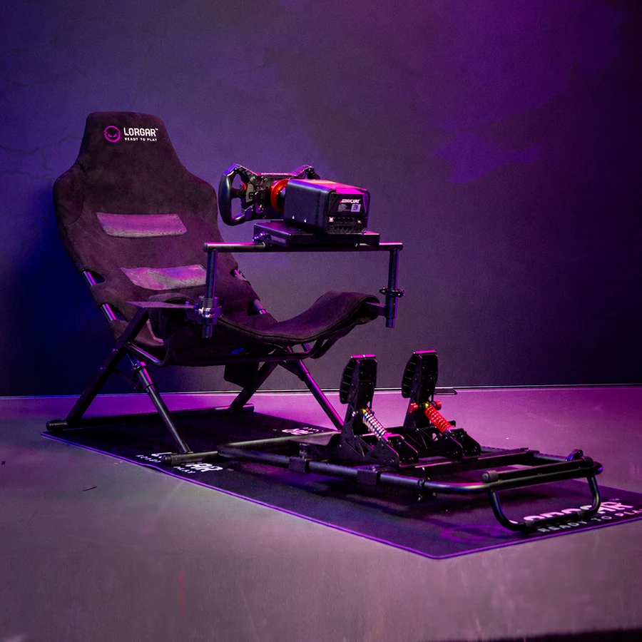 LORGAR FLEX RAF1, „Sim Racing“ kabina su pažangia konstrukcija, sulankstoma, 150x72x113 cm – žaidžiant, 38x72x126 cm – sulankstyta, Juodas