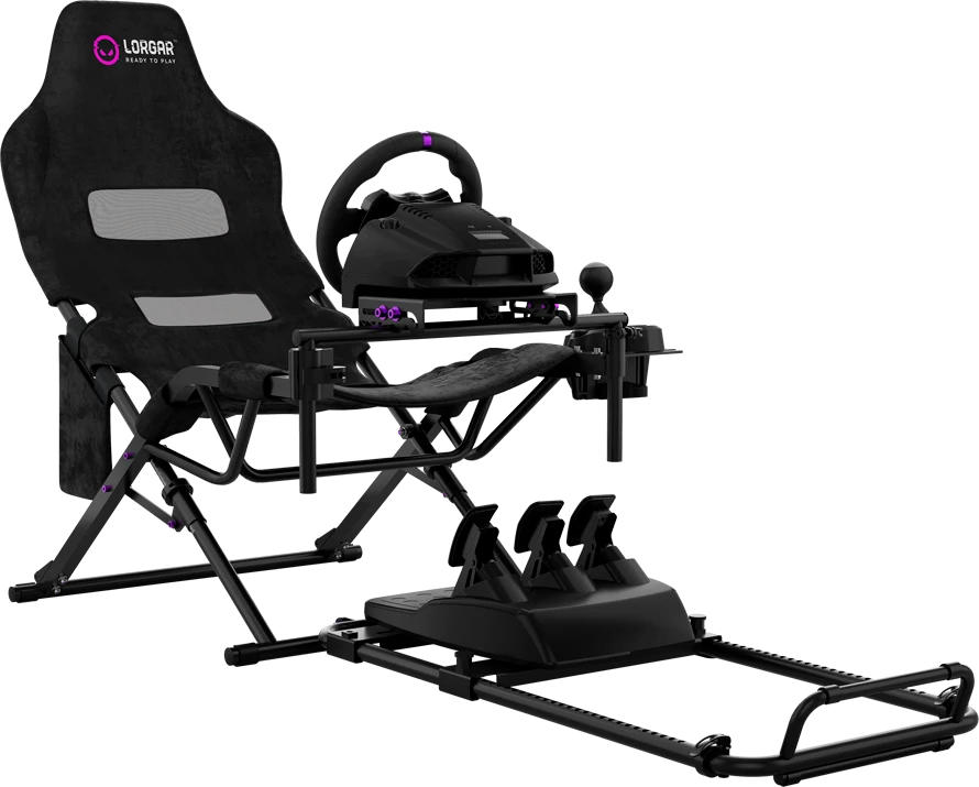 LORGAR FLEX RAF1, „Sim Racing“ kabina su pažangia konstrukcija, sulankstoma, 150x72x113 cm – žaidžiant, 38x72x126 cm – sulankstyta, Juodas
