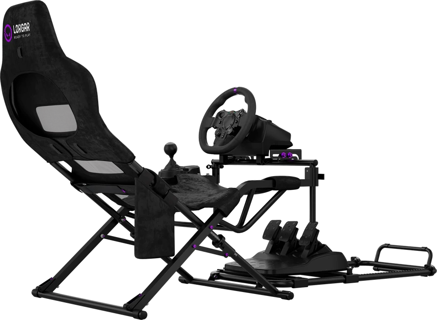 LORGAR FLEX RAF1, „Sim Racing“ kabina su pažangia konstrukcija, sulankstoma, 150x72x113 cm – žaidžiant, 38x72x126 cm – sulankstyta, Juodas
