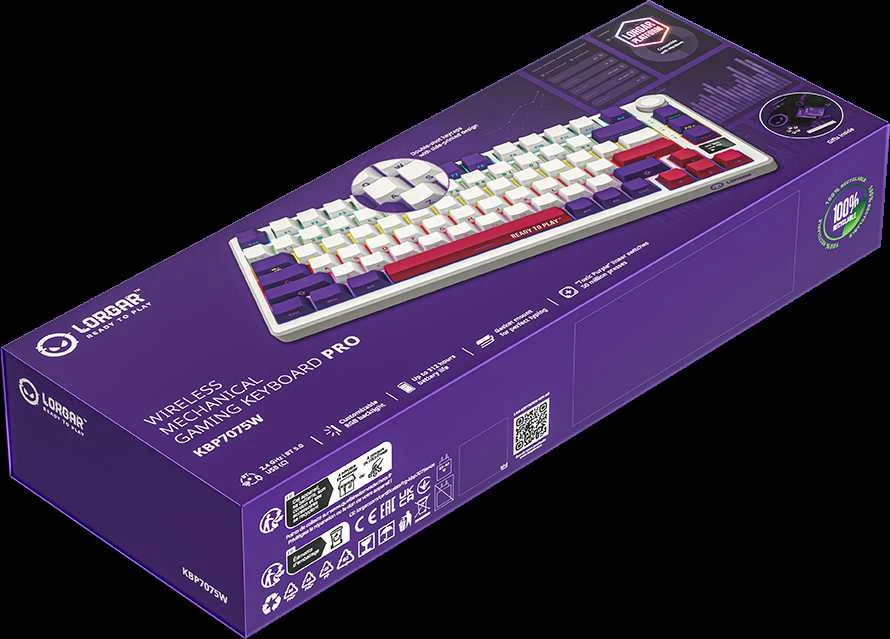 LORGAR KBP7075W, Wireless 75% Mechaninė klaviatūra žaidimams Pro, Baltas, EN išdėstymas