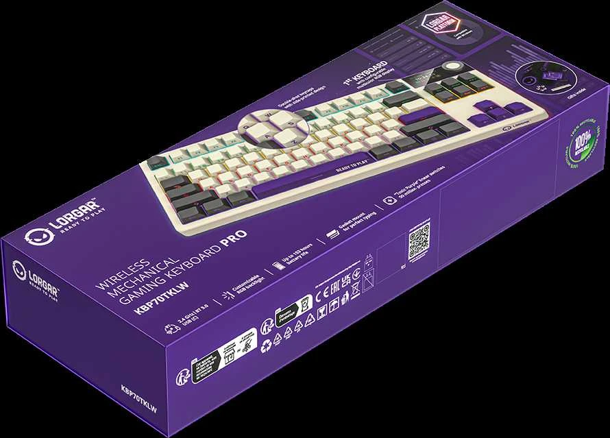 LORGAR KBP70TKLW, Wireless TKL Mechaninė klaviatūra žaidimams Pro, rusvai gelsvas, EN išdėstymas