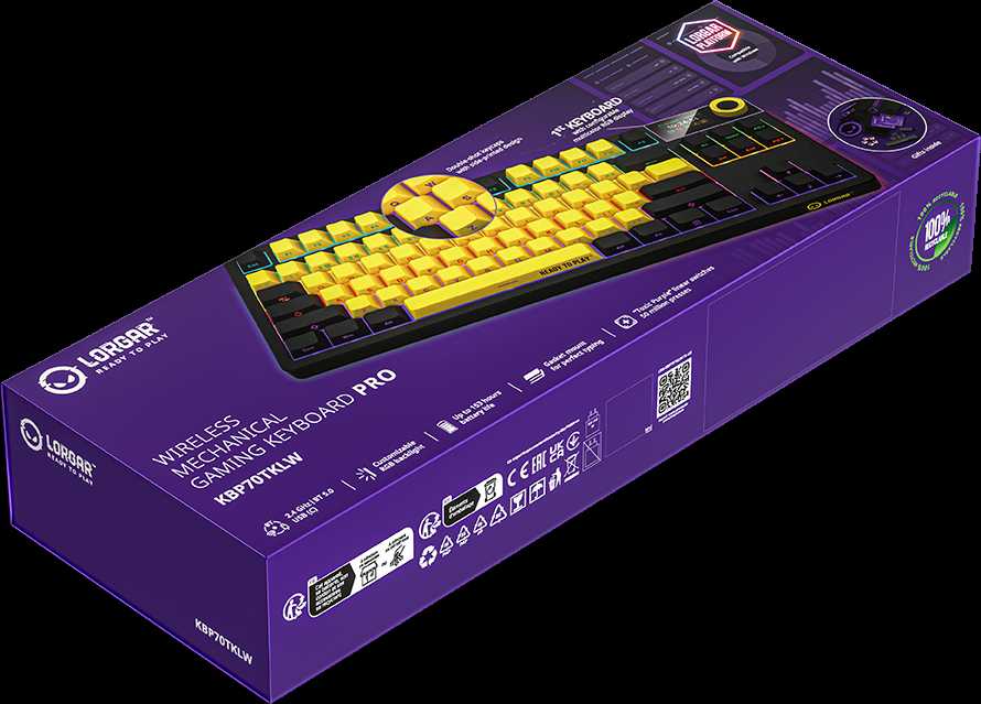LORGAR KBP70TKLW, Wireless TKL Mechaninė klaviatūra žaidimams Pro, Juodas/geltona, EN išdėstymas