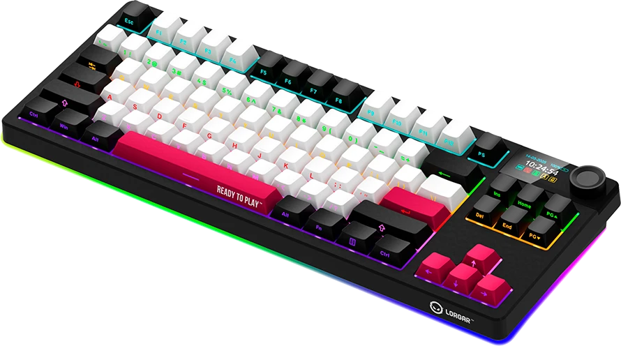 LORGAR KBP70TKLW, Wireless TKL Mechaninė klaviatūra žaidimams Pro, Juodas/red, EN išdėstymas