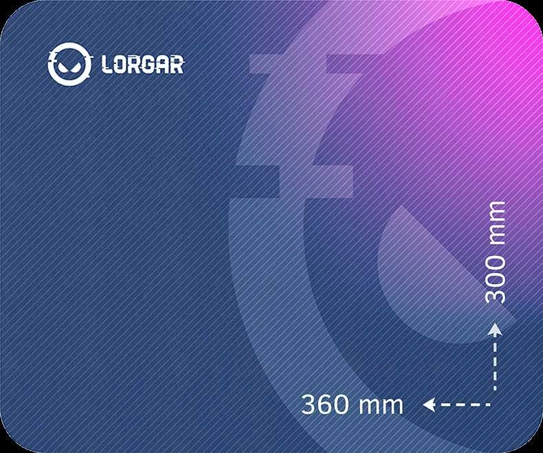 Lorgar Main 133, Pelės kilimėlis žaidimams, Didelės spartos paviršius, Violetinė neslystantis guminis pagrindas, dydis: 360mm x 300mm x 3mm, svoris 0,2kg