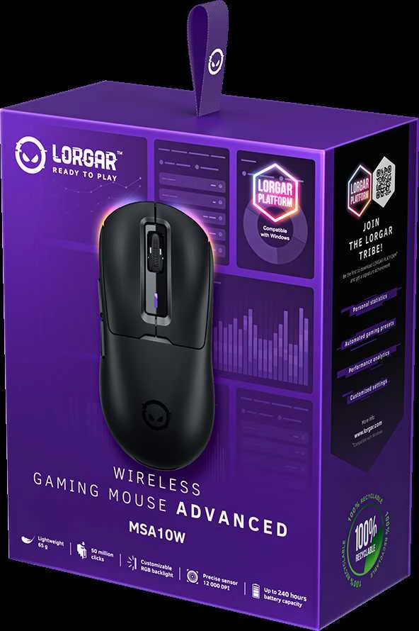 LORGAR MSA10W, Belaidė pelė žaidimams Advanced, juodas