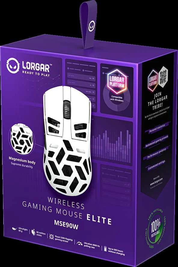 LORGAR MSE90W, Magnesium Alloy Belaidė pelė žaidimams Elite, Baltas